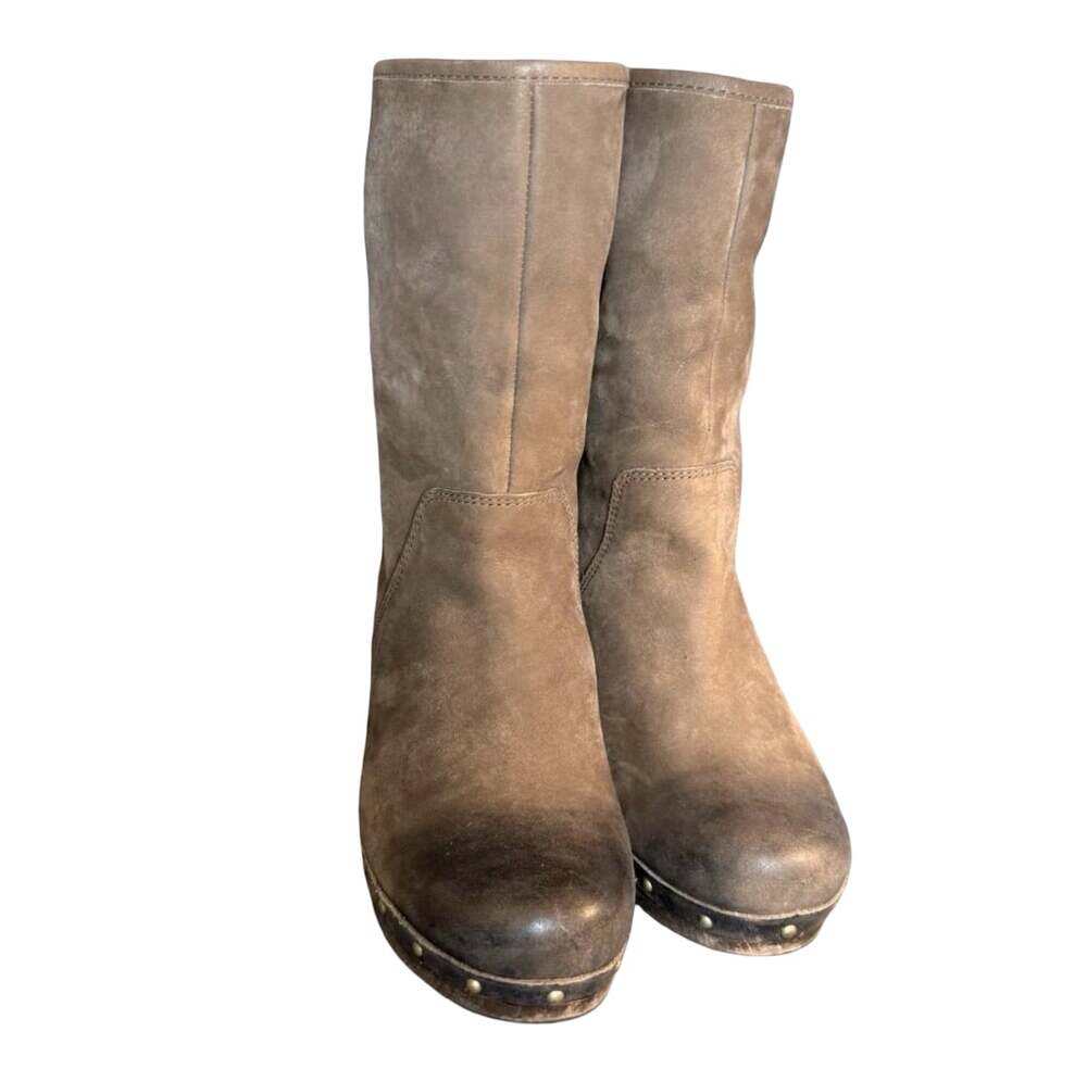 UGG Australia Brown Suede Shearling Clog Boots - Picture 7 of 7
